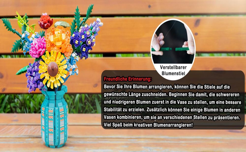 Verstellbarer Stiel mit integrierter Vase