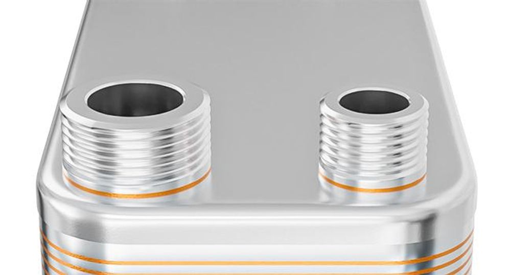 Wiltec Wärmetauscher 30 Platten, max. 330 kW, 22 m³/h 3,33 l je Durchgang, Plattenwärmetauscher aus Edelstahl als Wärmeüberträger