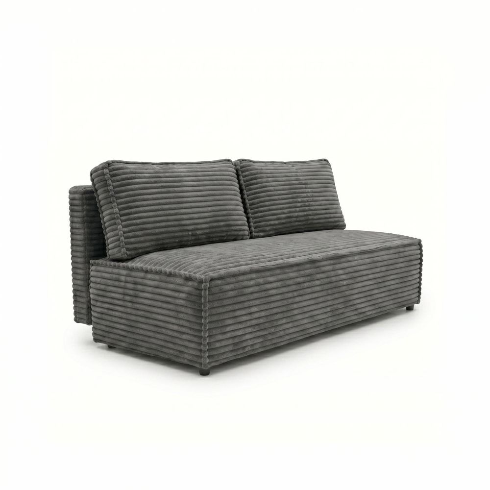 Schlafsofa FORANO 3-Sitzer mit Bettkasten, Sofa Couch mit Schlaffunktion, Gästezimmer und Jugendzimmer, weicher Plüschstoff, Cordstoff Dunkelgrau
