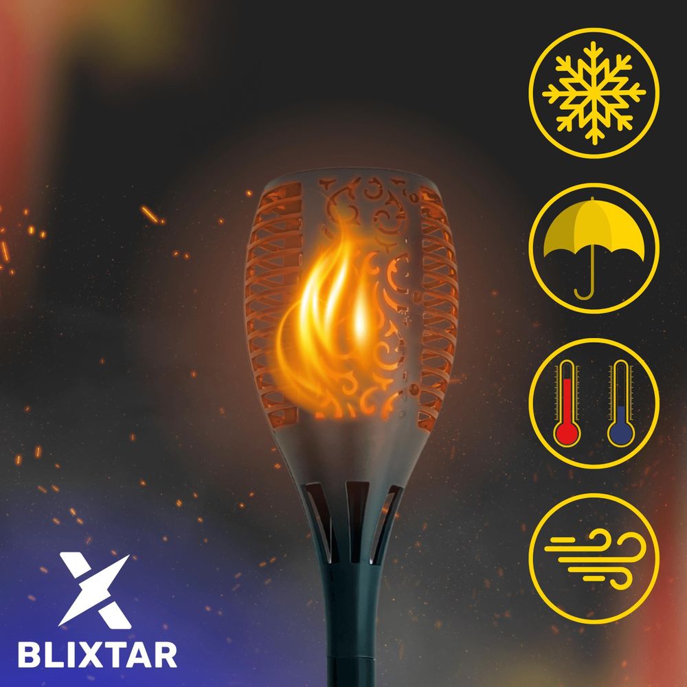 Solarlampe für den Garten 33 LED, Fackel Gartenfackeln mit Realistischer Flammeneffekt IP65 BLIXTAR