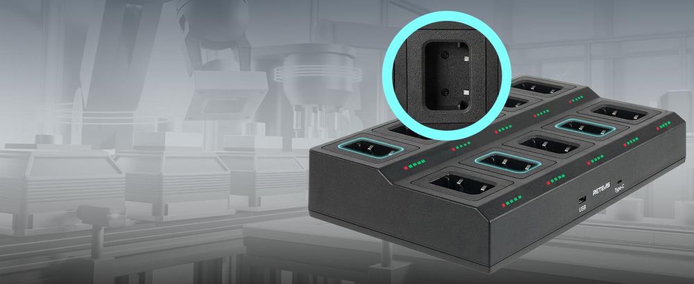 Retevis RT668H Funkgeräte, Walkie Talkie mit 10-in-1 Ladegerät, funkgeräte Set mit Bildschirm, Lizenzfrei PMR Funkgerät mit Headset