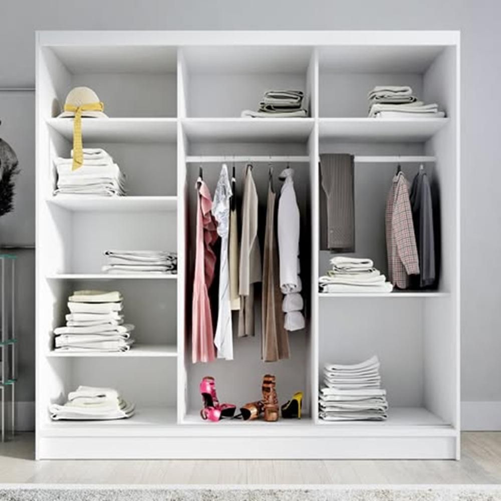 Schwebetürenschrank, 3-türig Schrank 200 cm mit Spiegel ARIVA 2 (Schwarz)