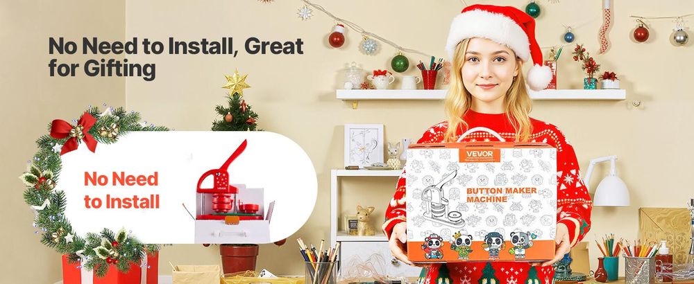 VEVOR Button Maker Maschine, 0,98 Zoll/25mm Pin Maker, installationsfreies Badge-Stanzpress-Kit, Kinder DIY Geschenke Button-Herstellungszubehör mit 500 Stück Button-Teilen, Kreisschneider, Zauberbuch, 58 mm-b, Rot