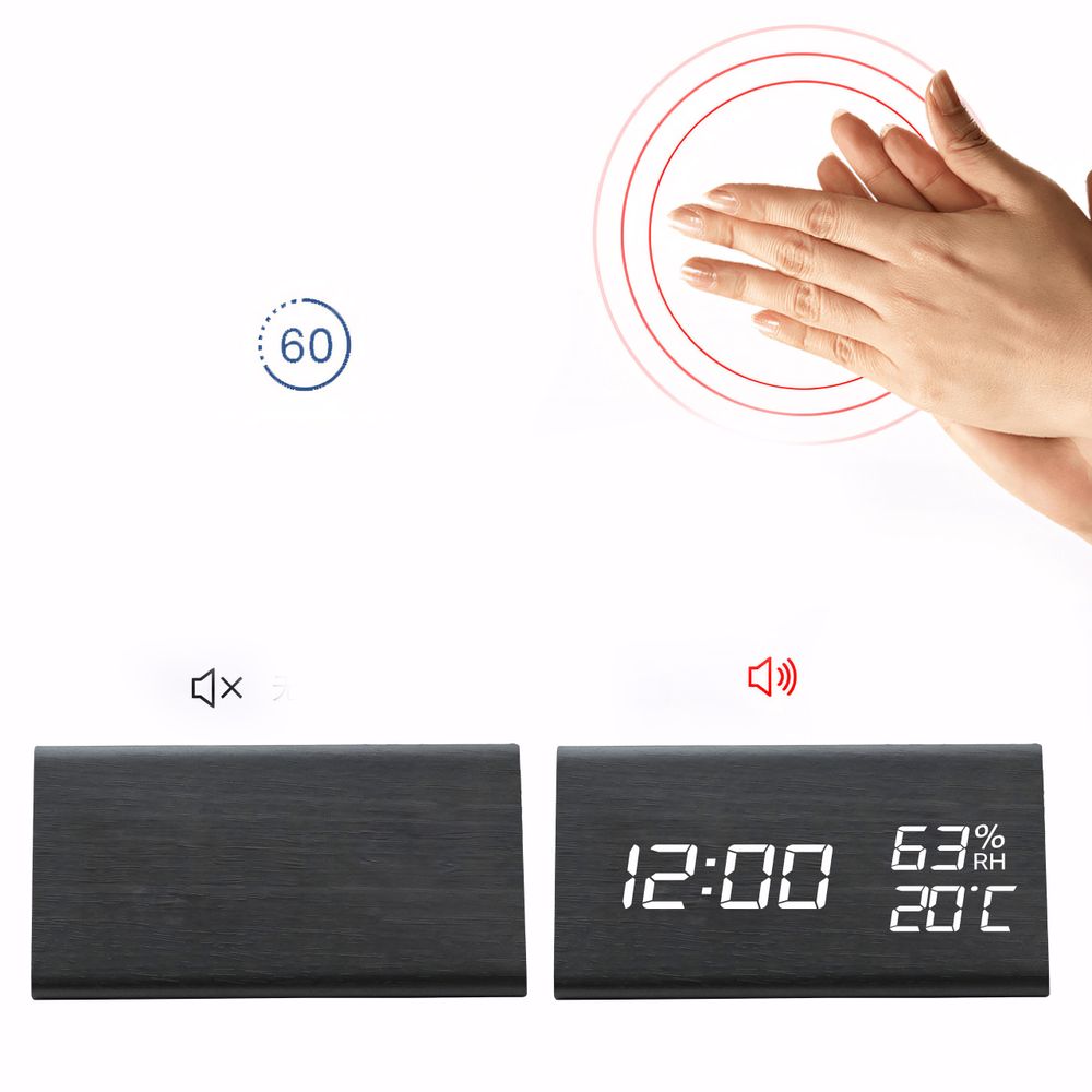 Digitaler Wecker LED Digital Digitaluhr Wanduhr Datum 12h 24h USB Temperatur Alarm Clock Schlafzimmer Wohnzimmer Küche Büro Dimmbar Zeit Holz Retoo