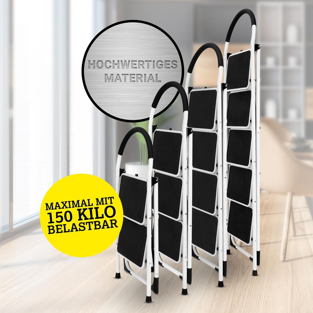 Craftfull Klapptritt CF-130A | Trittleiter - Klappleiter - Haushaltsleiter - Stehleiter - Anti-Rutsch Leiter - Mehrzweckleiter - bis 150 kg - 2 Stufen