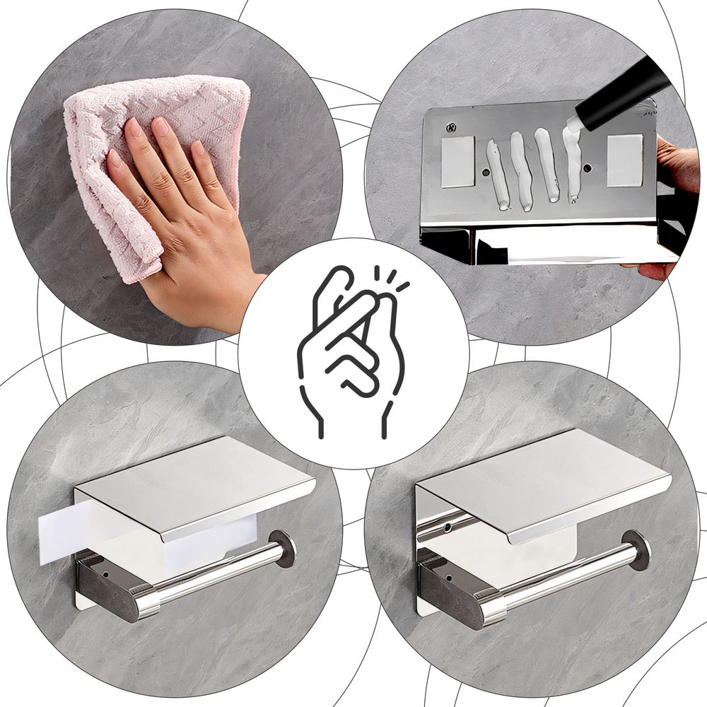 Toilettenpapierhalter, Klopapierhalter, Papierhalter, Klorollenhalter, Rollenhalter, Halter für Bad & WC, Metall, Silber Retoo