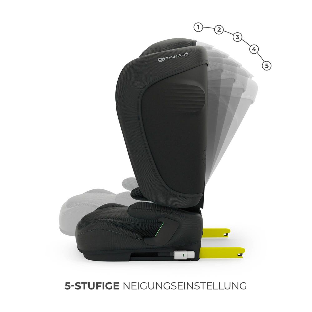 Kinderkraft UNITY 2 Kindersitz 15–36 kg i-Size, höhenverstellbar, ISOFIX & Gurtbefestigung, Seitenaufprallschutz, Getränkehalter, schwarz