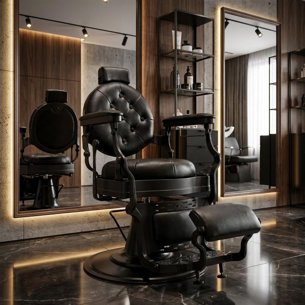 Barberstuhl Logan - Hydraulischer Friseurstuhl für Friseursalon und Barbershop, Barberking
