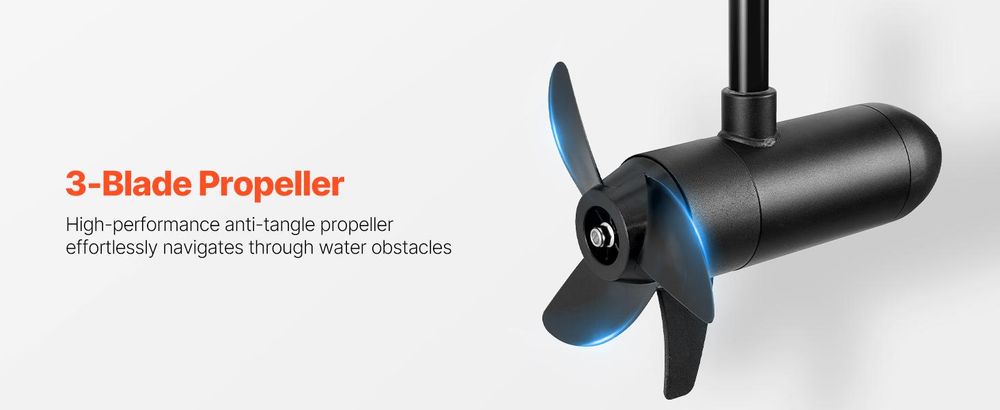 VEVOR Elektrischer Außenbordmotor, 24 V, 39 kg Schub, 8-Gang-Elektro-Trolling-Motor für Kajaks, Süßwasser-/Salzwasser-Fischerboote, 915 mm Welle
