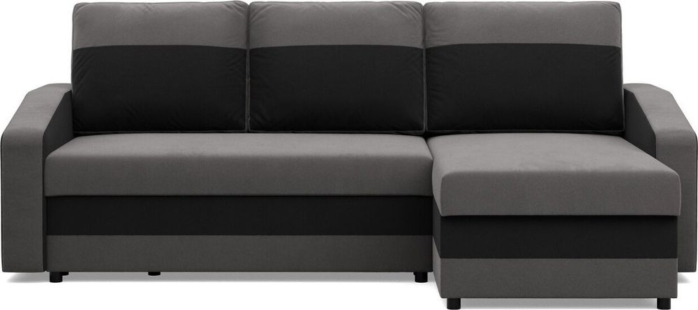 Ecksofa mit Schlaffunktion Orion, Universelle Seite, Grau + Schwarz