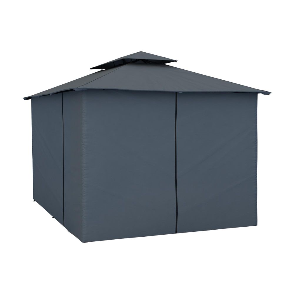 paramondo Comfort Gartenpavillon, 4 x 3 m, beige + Wände – Stahl, wasserdicht, UV‑Schutz 50+, doppeltes Dach