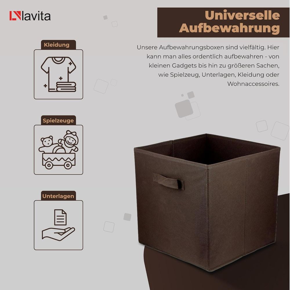 Lavita Storage Box | faltbare Aufbewahrung Boxen 31 x 31 x 31 cm | Schubladen-Organizer Box| Ordnungssysteme für Kleidung | Kleideraufbewahrung & Organisation | dunkelbraun | 1 stück
