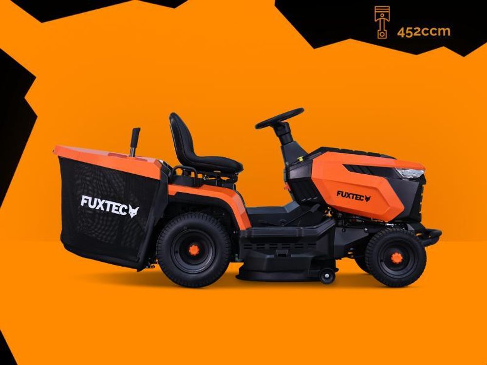 FUXTEC Rasentraktor FX-RMT92A | Aufsitzmäher mit 452ccm Motor | 92cm Schnittbreite | Hydrostat | 280L Fangkorb | 30-90mm Schnitthöhenverstellung