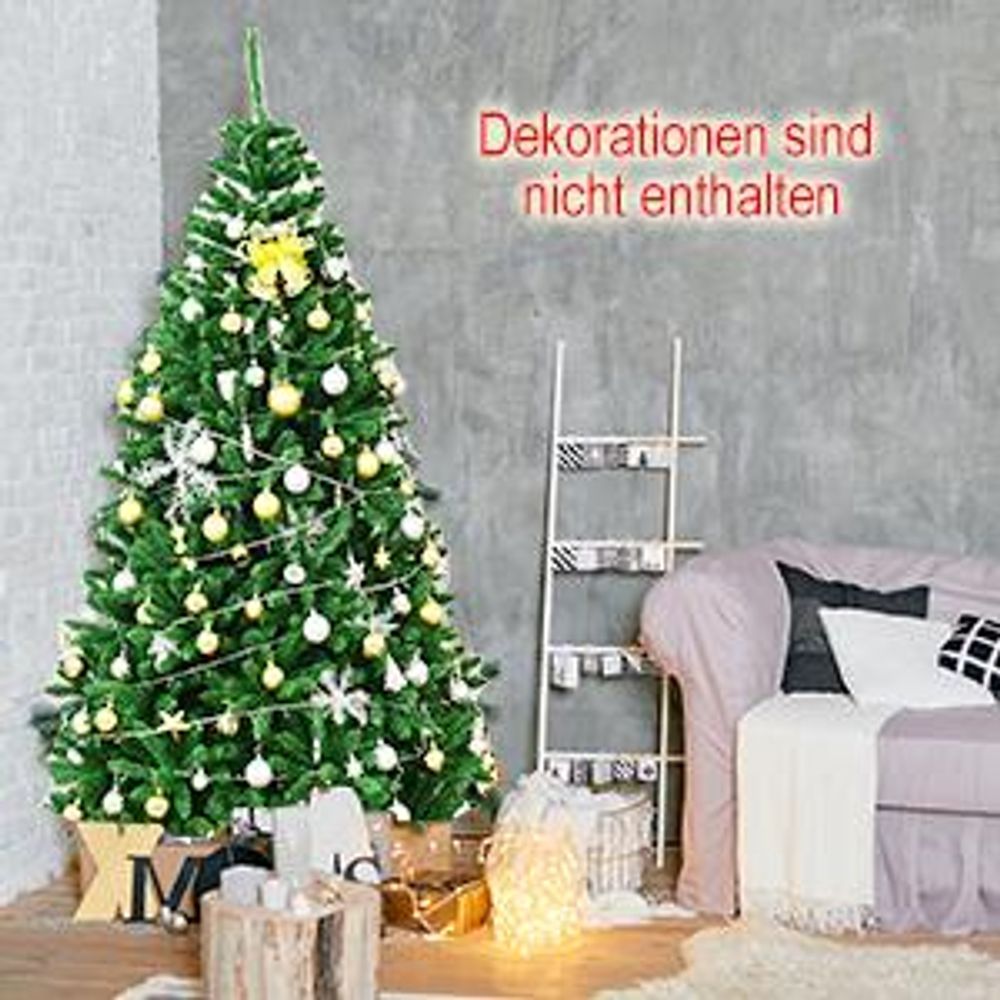 COSTWAY 275 cm Künstlicher Weihnachtsbaum, Tannenbaum mit Metallständer, Klappsystem, Christbaum PVC Nadeln, Grün