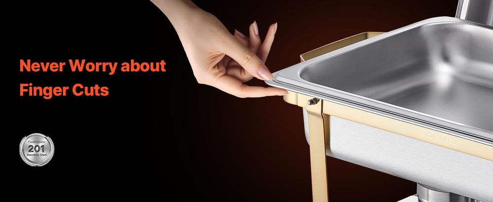 VEVOR Warmhalteteller Buffet Set, 4 Qt 2er Pack, Edelstahl Chafing Dish mit 4 halben Größen Pfannen, rechteckiger Catering Wärmeserver mit Glasdeckel, Wasserpfanne, klappbarer Ständer, Brennstoffhalter, für Hochzeitsfeiern und Bankette, 4 Stück
