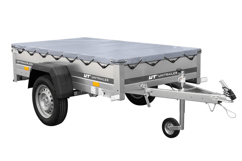 Gartenanhänger 200 Kipp mit Stützrad, H-0-Rahmen und grauer Plane