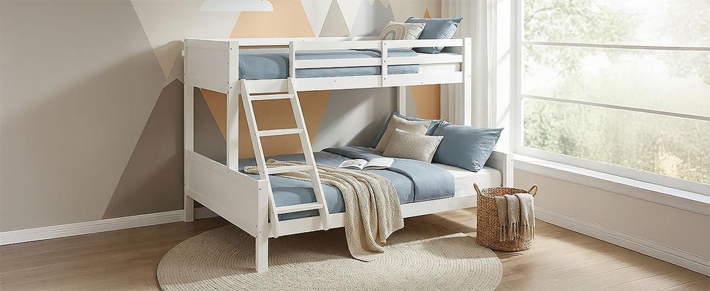Homestyle4u Etagenbett 90x200 140x200 Hochbett mit Lattenrost Geschwisterbett Kinderbett Weiß Kinderzimmer Gäste Stockbett mit Rausfallschutz