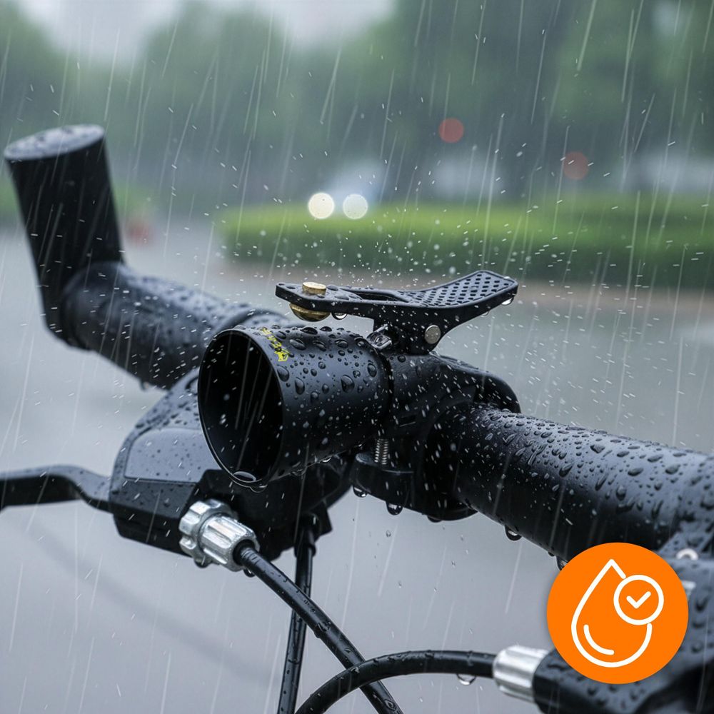 Fahrradklingel Laut 100dB für Fahrrad & E-Roller, Universelle Lenkerhalterung 21-31,8mm, Wasserdicht & Robust, Schwarz Matt, EVI BIKE BikeBell