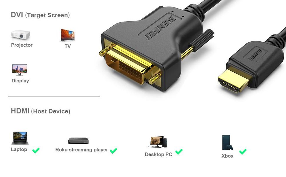 BENFEI Kabeladapter HDMI auf DVI Adapter Kabel Bidirektional 1080p