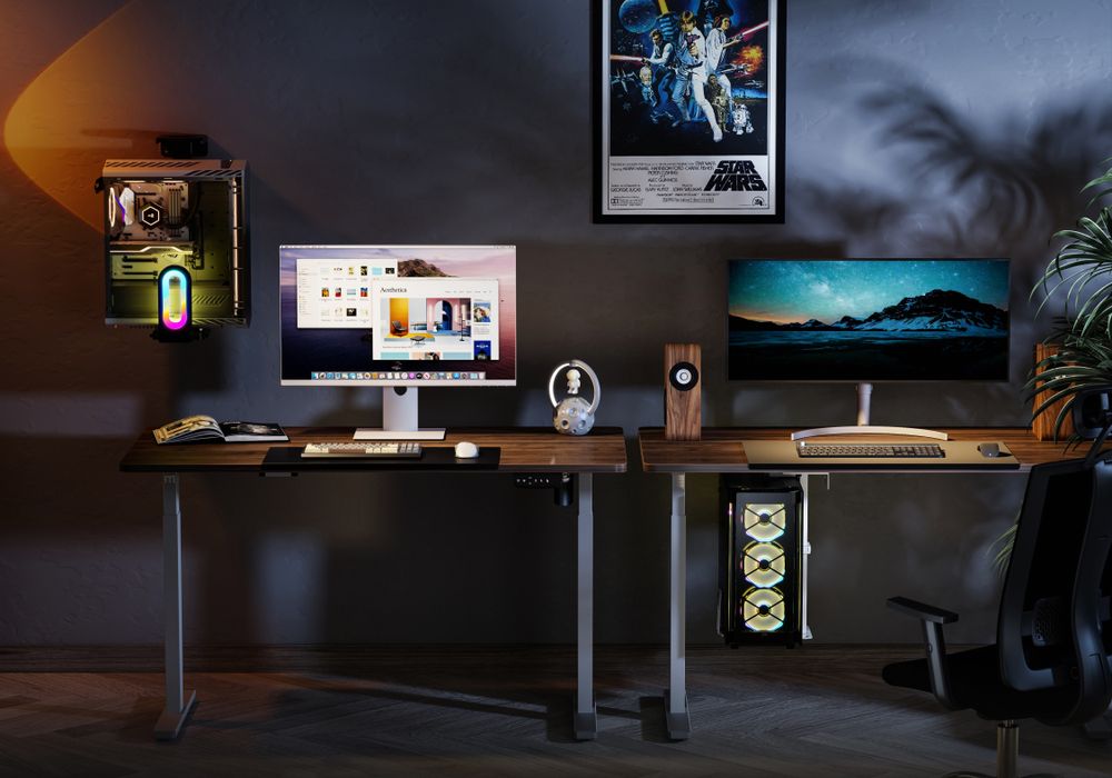 Xantron® PC Halterung mit inspirierenden RGB Effekten/PC Halterung unter Schreibtisch, PC Wandhalterung/Einstellbar in Länge, Tiefe & Breite, ideal für Gaming - Tragkraft bis 20kg