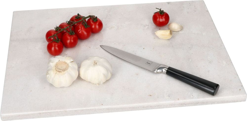 Marmor-Schneidebrett 40 x 30 cm weiß-grau Tisch-Untersetzer Servierplatte Unterlage