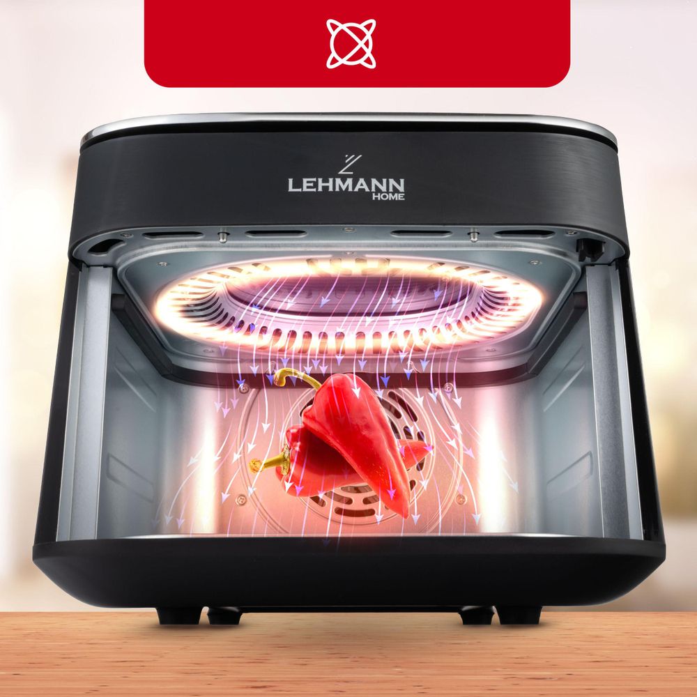 Frytkownica beztłuszczowa frytownica Airfryer LEHMANN TONALI z górnym okienkiem podglądu 6,5L, 1700W, panel z wyświetlaczem LED