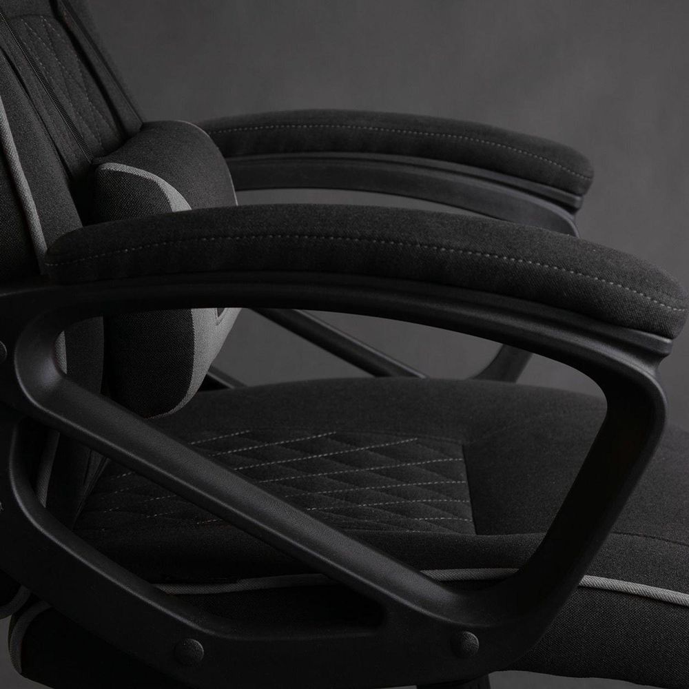 SENSE7 Knight Gaming Krzesło z tkaniny czarno-szare - Ergonomiczne krzesło biurowe Krzesło biurkowe Krzesło komputerowe Krzesło dla graczy Krzesło wyścigowe 120 kg krzesło