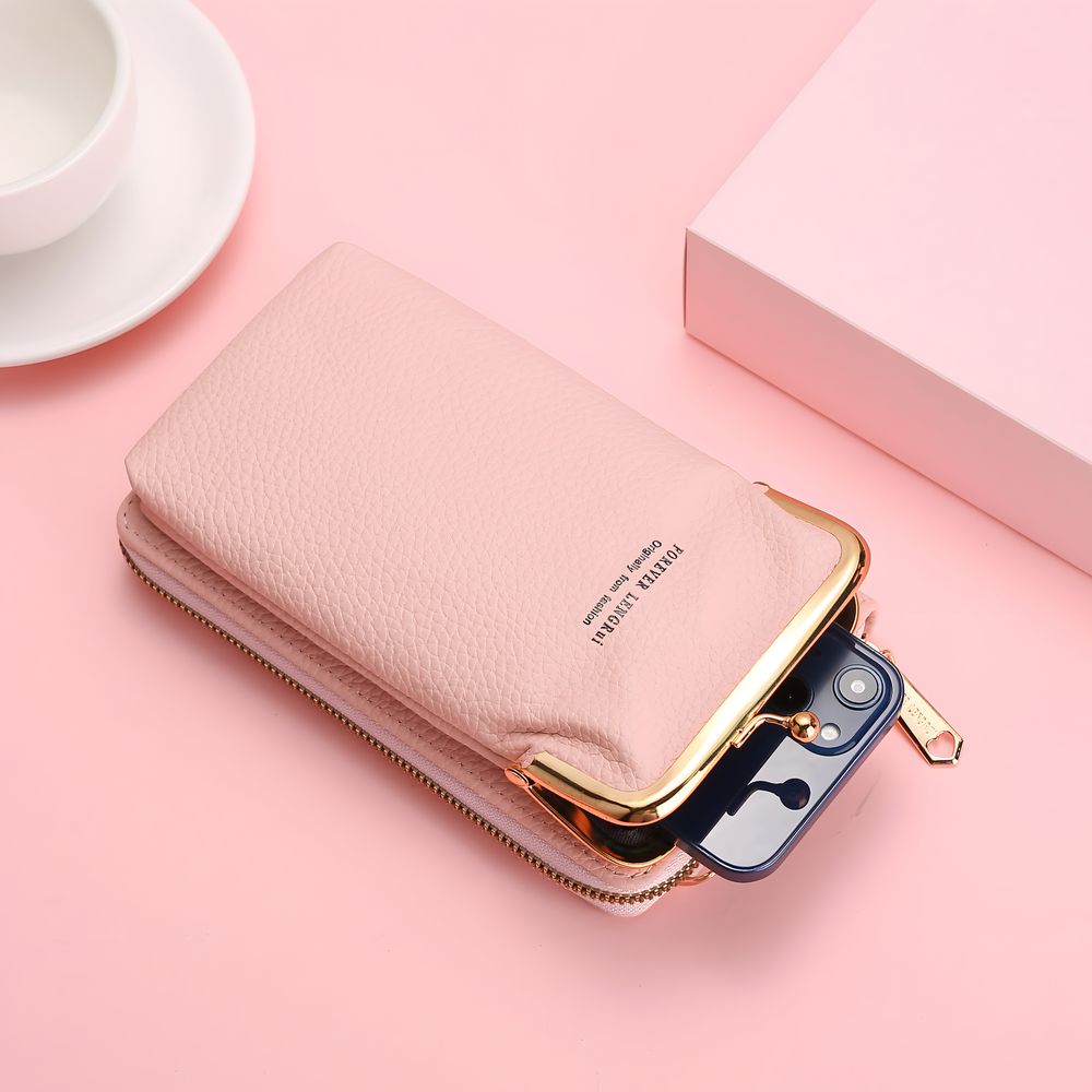 Umhängetasche Damen Klein Handytasche mit Vielen Fächern Handy Mini-Tasche Kleine Schultertasche Multifunktionale Crossbody Tasche Pink Retoo