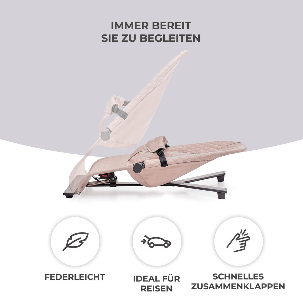 Kinderkraft MIMI - Babyliege - 3-stufige Rückenlehne - leicht und zusammenklappbar - skandinavisches Design - weiches Material - Beige