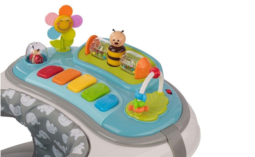 BRONEA® 4-in-1 Gehfrei Baby Lauflernwagen Schaukel Lauflernhilfe Babywalker mit Schaukelfunktion, Licht & Musik | Höhenverstellbar & Klappbar - Türkis