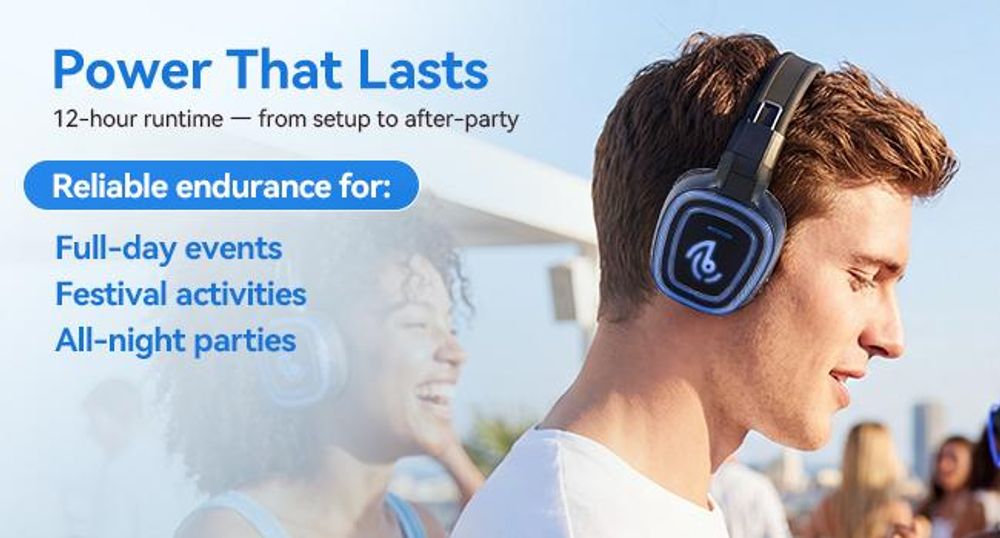 Retekess TA004S Silent Disco – bezdrôtové slúchadlá, vylepšená verzia audiosystému, 6-kanálové s Bluetooth, skladacie, vhodné pre televíziu, jógu a meditáciu
