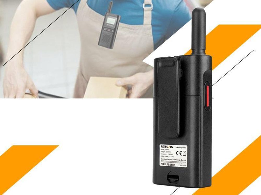 Retevis RB628 Funkgerät Mini, 1500mAh PMR446 Lizenzfreier 16 Kanäle Funkgeräte Wiederaufladbar, VOX, LCD-Anzeige, CTCSS/DCS Professional Walkie Talkie für den Einzelhandel (2 Stück, Schwarz)