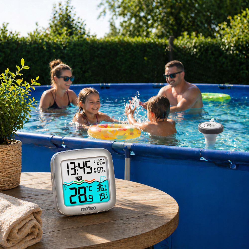 Lieferumfang des METEO TB2S Poolthermometers.
