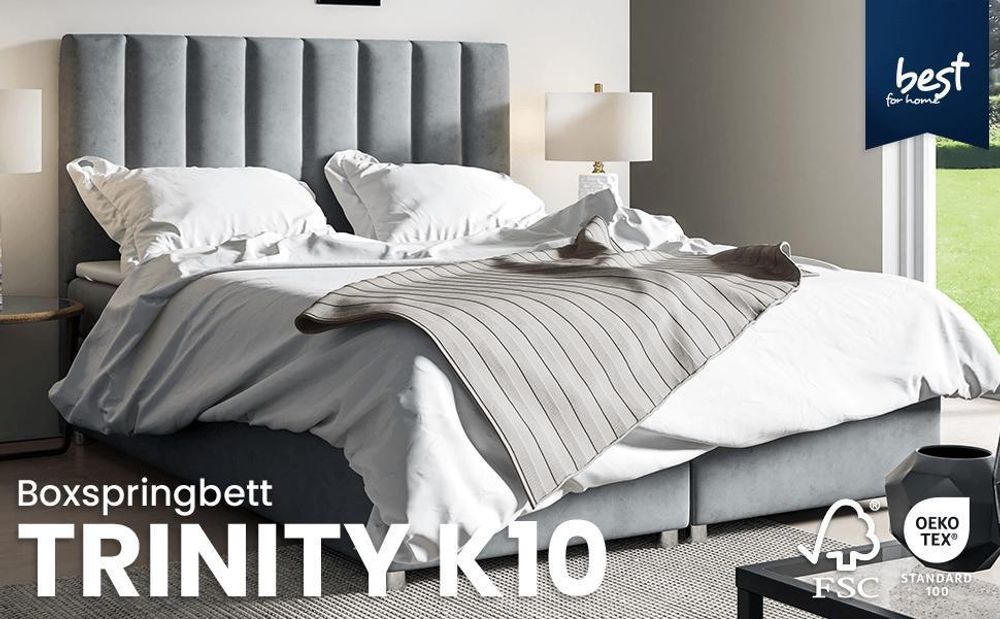 Best for Home Boxspringbett mit Bettkasten Trinity K-10 Bonellfederkern inkl. Topper, mit Lieferung, Aufbau & Entsorgung 180x200-Grün