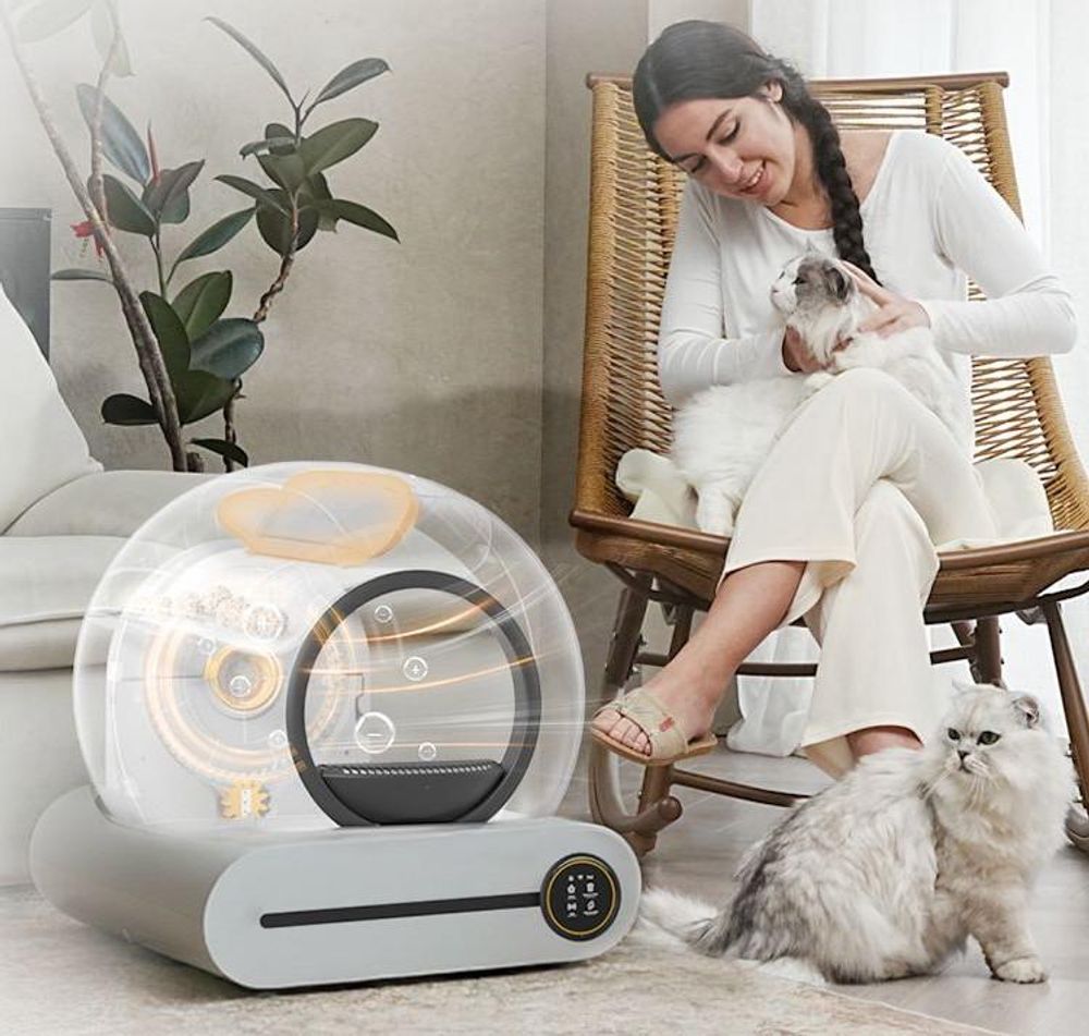 Kiano Luna Automatische Katzenstreu-Toilette selbstreinigend WLAN App Steuerung Geruchsneutralisierung 65L Katzenklo SmartLife Tuya, Große Kapazität