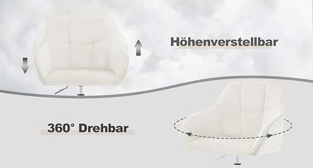 WOLTU Bürohocker Homeoffice Stuhl, Schminkstuhl, höhenverstellbar, mit Armlehnen Samtsitz : Rosa+Silber Farbe: Rosa+Silber