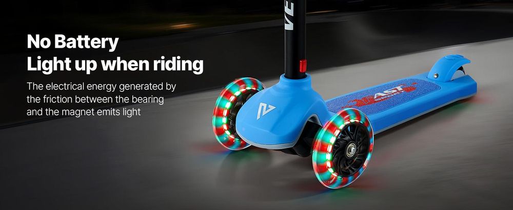 VEVOR Scooter (3 Räder) ab 3 Jahren, Cityroller Kinderroller mit leuchtenden Rädern & höhenverstellbarem Lenker & rutschfestem Deck & leichtem Aluminiumrahmen, Tretroller bis zu 75 kg, Blau