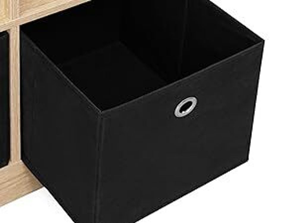 WOLTU Bücherregal Standregal, mit 9 Fächern 3 Schubladen, aus Vliesstoff, Eiche