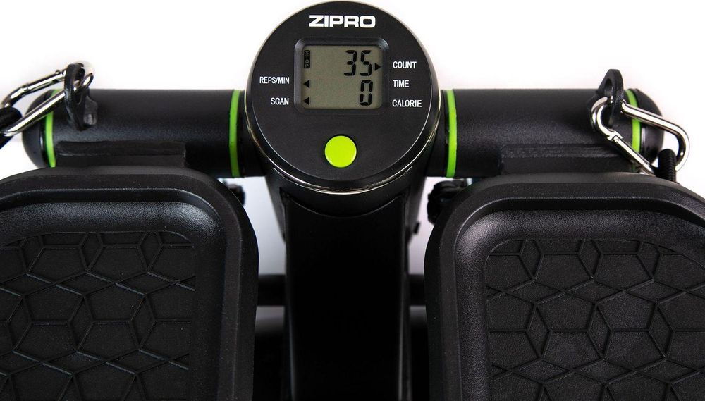 Zipro Swing Stepper Roam – stepper 2 w 1 do użytku domowego z taśmami ekspanderowymi Mini stepper z wyświetlaczem do treningu nóg i pośladków, obciążenie maks. 120 kg