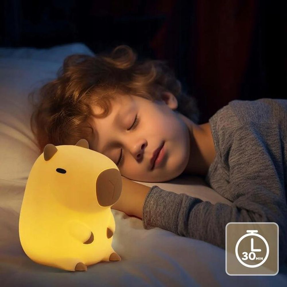 Forever Light Nachtlicht, Silikon-Nachtlicht dimmbar, Capybara-Licht, USB wiederaufladbares Nachtlicht, Touch-Timing, Einschlafhilfe