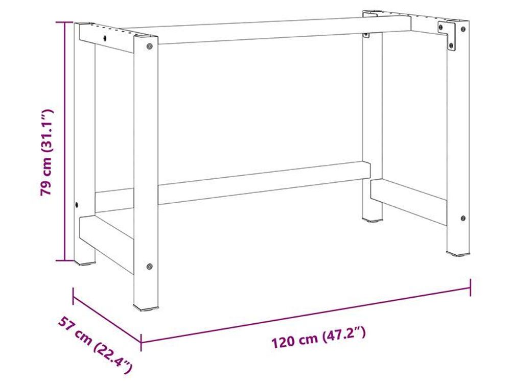 vidaXL Werkbankgestell Metall 120x57x79 cm Schwarz und Rot