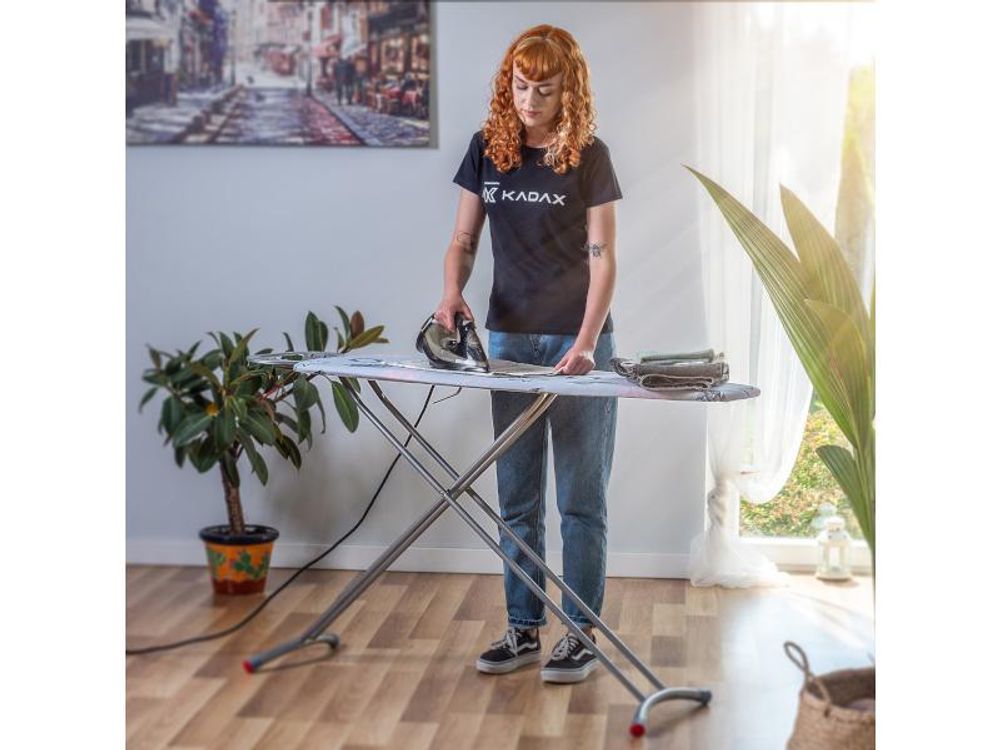 KADAX Klappbares Bügelbrett, 120x38cm Dampfbügelbrett mit Metallnetz