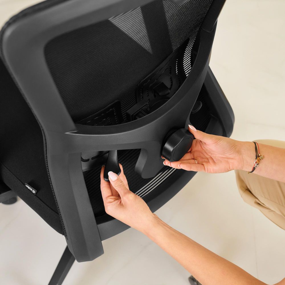 di volio Bürostuhl Piozano – ergonomischer Office Stuhl mit 2D Kopfstütze & 3D Lendenstütze, leise PolyurethanRollen, schwarz