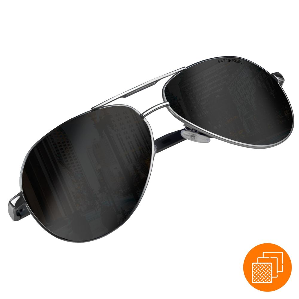 Aviator Sonnenbrille Herren Polarisiert UV400, klassische Pilotenbrille mit Metallrahmen, inkl. Etui & Zubehör-Set, EVI DESIGN, Schwarz