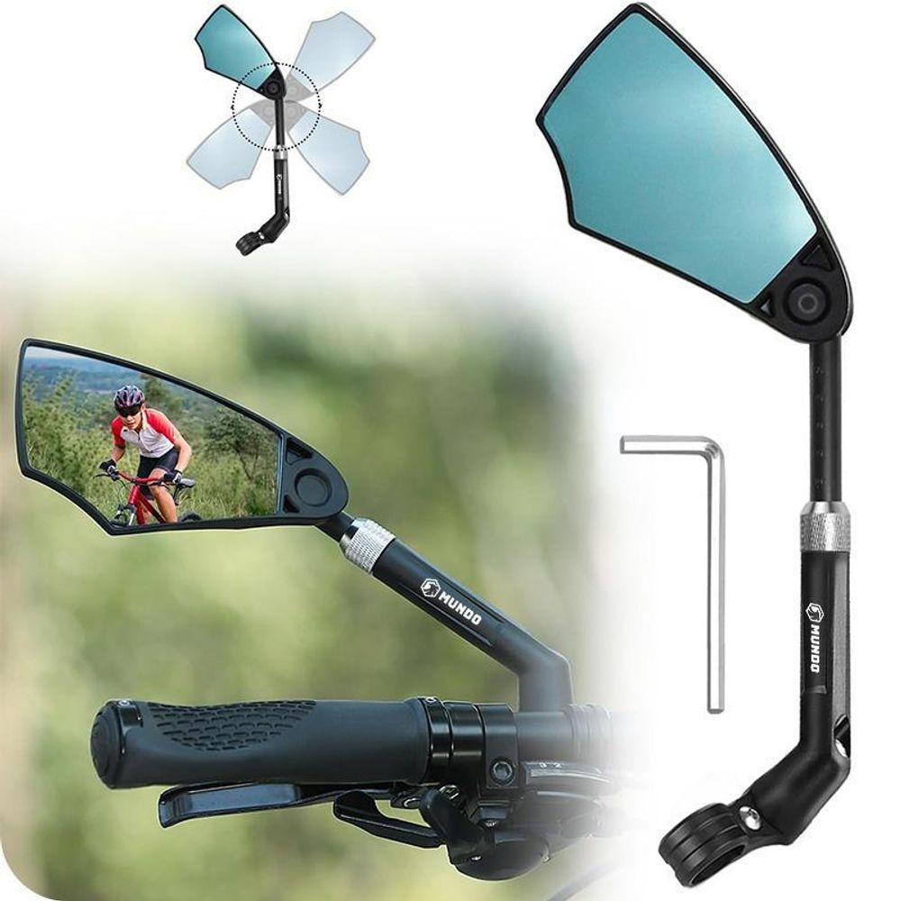 MUNDO® Fahrradspiegel - 360° verstellbar blendfrei konvexes Glas für Lenker 20–23 mm links montierbar