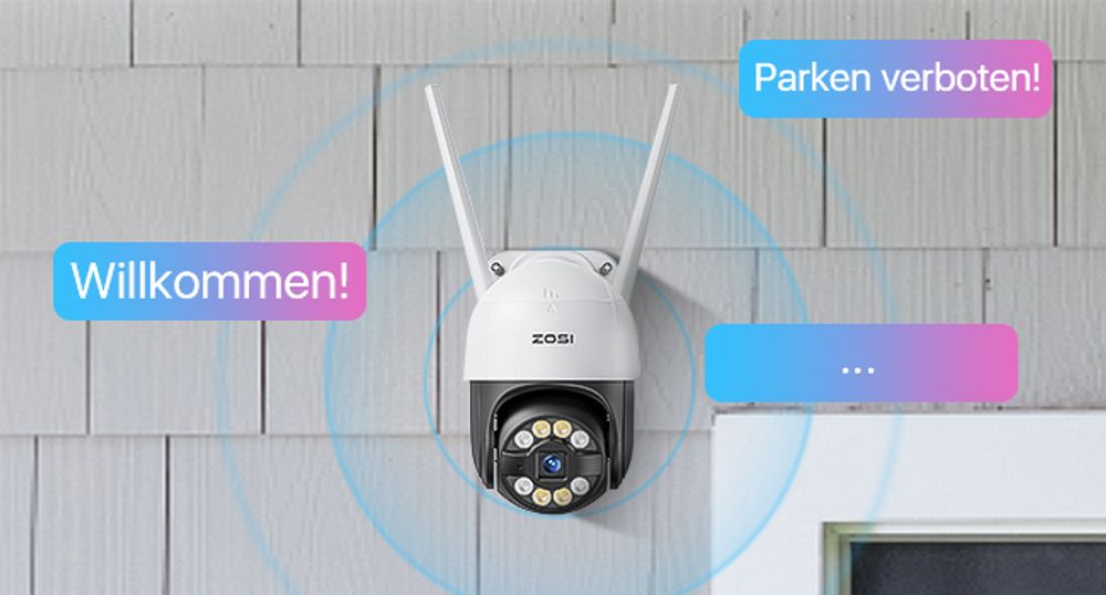ZOSI 4MP WLAN Überwachungskamera Aussen, 360° Schwenkbar IP Dome Kamera, Plug-in Strom, KI Erkennung, 2-Wege-Audio, Farbnachtsicht, C289