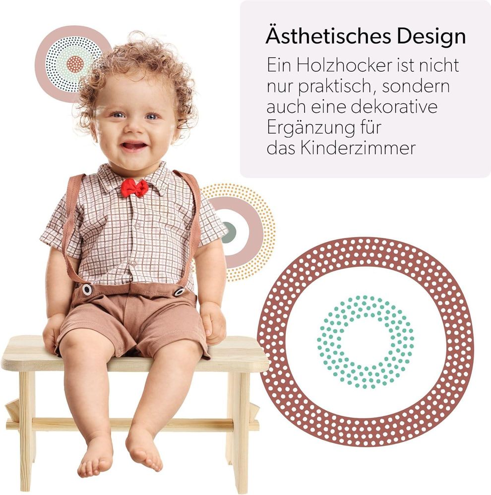 KADAX Holzhocker "Falun", aus natürlichen unlackierten Kiefernholz, Sitzhocker, Tritthocker, Rechteckig