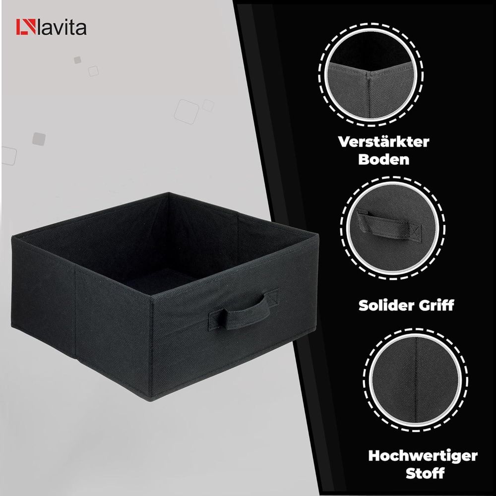 Lavita Storage Box | faltbare Aufbewahrung Boxen 31 x 31 x 15 cm | Schubladen-Organizer Box| Ordnungssysteme für Kleidung | Kleideraufbewahrung & Organisation | Schwarz | 1 stück