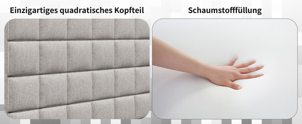 okwish Daybett, Jugendbett Kinderbett Tagesbett, Ausziehbett Sofabett 90 x 200cm,t mit quadratischer Rückenlehne,(ausziehbar auf 180 Queensize), 2 Schubladen, ohne Matratze, Beige