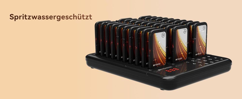 Retekess TD173P Pager Rufsystem, Restaurant Pager, 30 Pagers, 800M, Mit Stummschalttaste, 7 Anrufmodi, Gruppenanruf, Pager Gastronomie für Restaurant